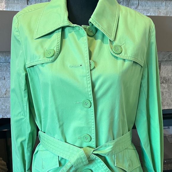 Talbots Green Belted short Trench style coat size 10 - Picture 6 of 15